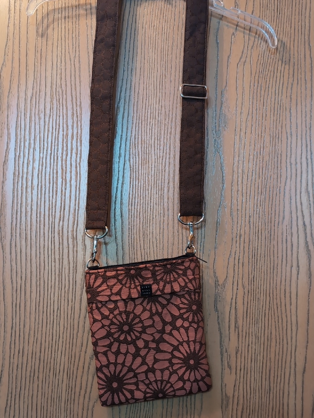 1154 Lill Studio Small Floral Crossbody Bag in Coral and Brown